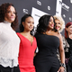 Judy Reyes, Karrueche Tran, Jenn Lyon, Niecy Nash and Carrie Preston of Claws attend the Turner Upfront 2018 arrivals on the red carpet at the Theater at Madison Square Garden on May 16, 2018, in New York City.